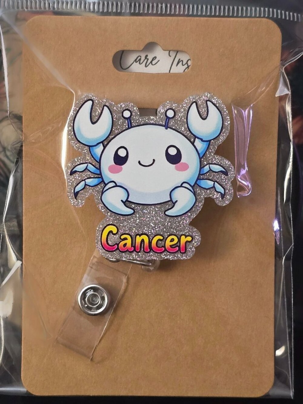 Cancer Zodiac Novelty Acrylic Badge Reel ID Holder